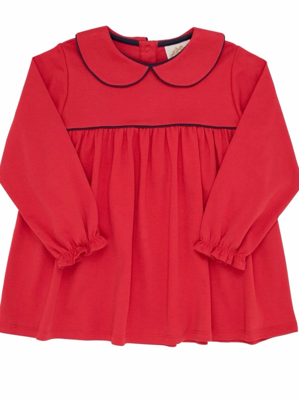 Girls' Long-Sleeve Red Peter Pan Collar Top